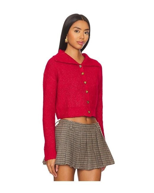 MORE TO COME Red Acrylic Polyester Polyamide Button-Front Cardigan