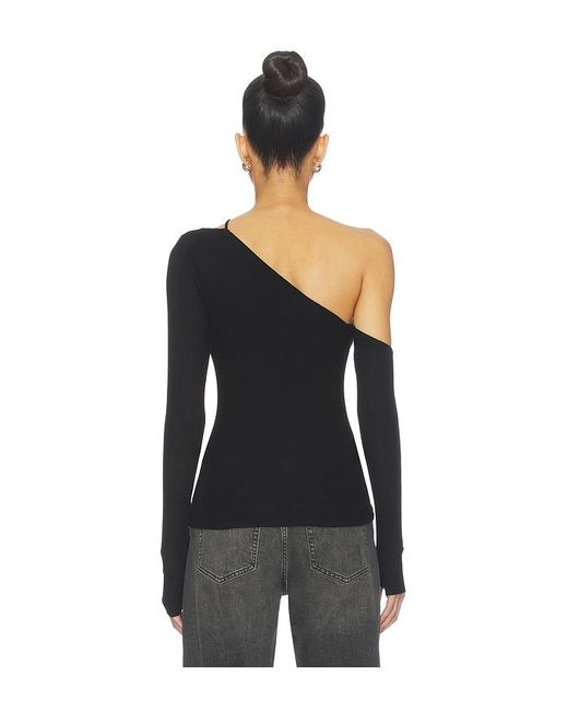 Michael Lauren Black Usher Asymmetrical Longsleeve Top