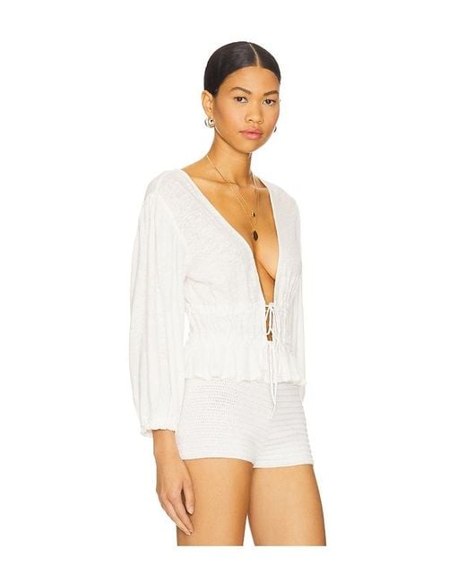Free People White Lets Go Blouse