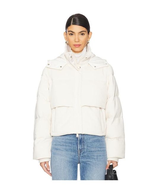 Jonathan Simkhai White Wool-Blend Hooded Puffer Jacket