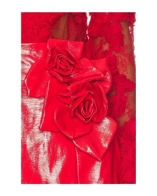 AKNVAS Red Liva Faux Leather Skirt