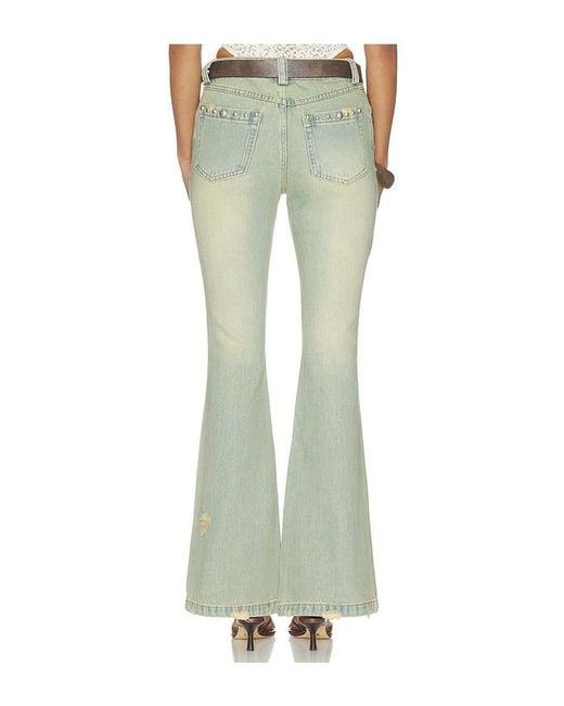 Markgong Green Studded Flared Jeans