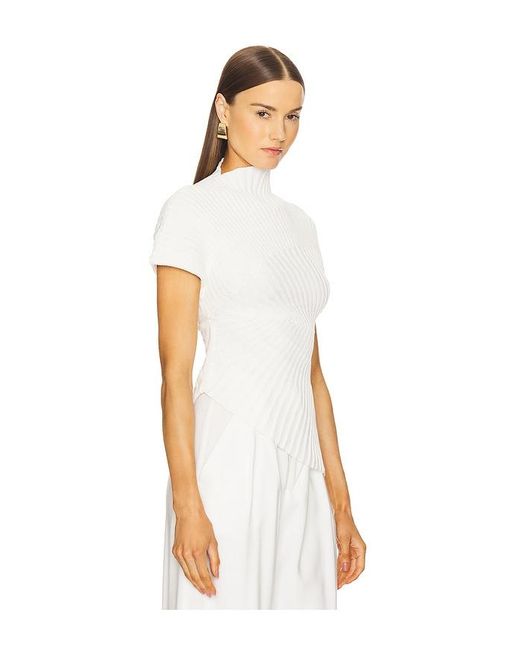 Cult Gaia White Annemie Knit Top