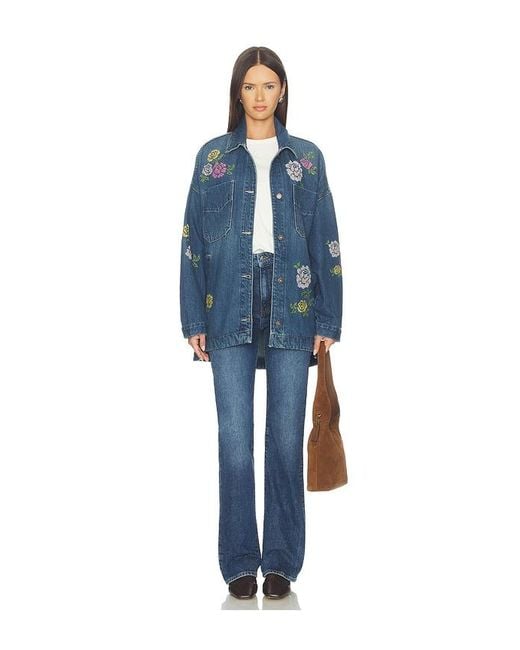 Free People Blue X We The Free Madison City Embroidered Jacket