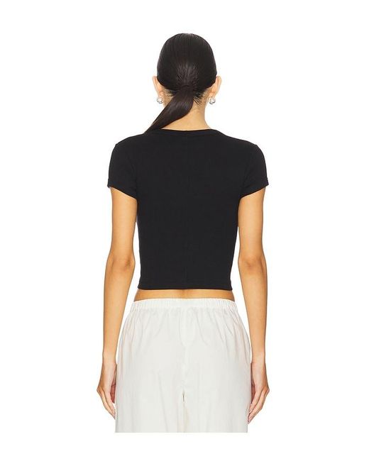 Enza Costa Black Supima Baby Cropped Tee