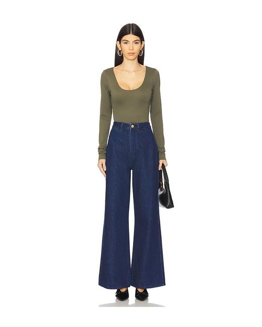 GOOD AMERICAN Blue Sculpting Scoop Long Sleeve Body
