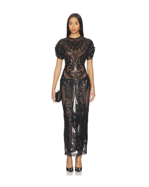 Norma Kamali Black Cap Sleeve Long Dress