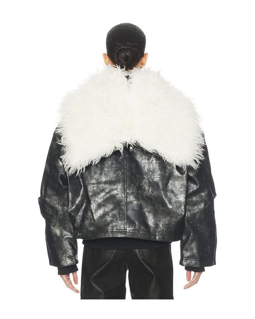 Jaded London Black Xl Faux Fur Collar Bomber Jacket