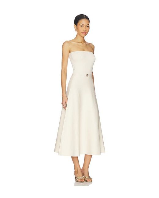 Karina Grimaldi White Eira Strapless Midi Dress
