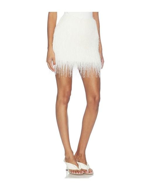 AEXAE White Polyester Fringe Mini Skirt