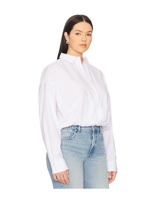 GOOD AMERICAN Blue Poplin Bubble Shirt