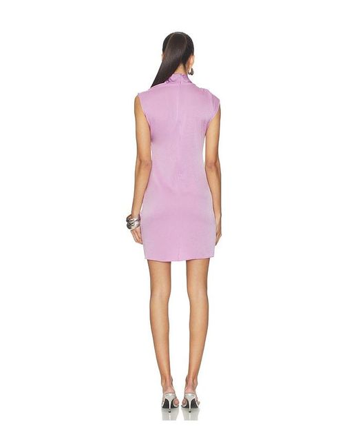 Atlein Pink Draped Neckline Sleeveless Dress