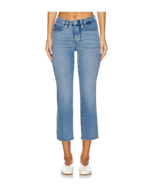 GOOD AMERICAN Blue Good Petite Straight Split Pockets Jeans