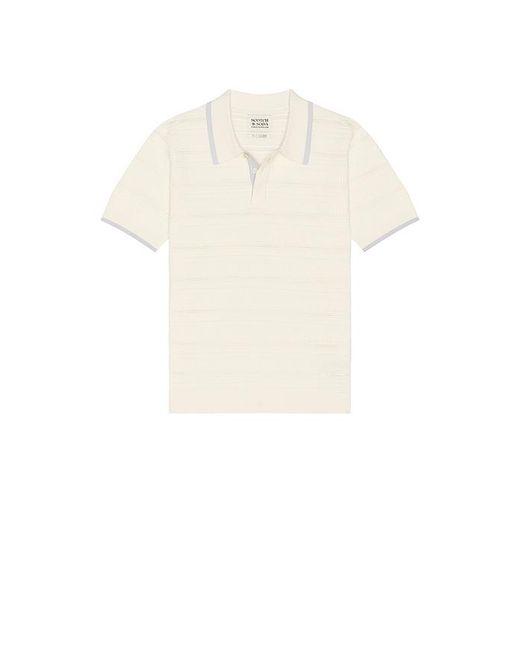 Scotch & Soda White Structured Knitted Regular Fit Polo for men