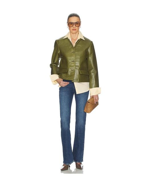 Helsa Green Puffy Leather Jacket