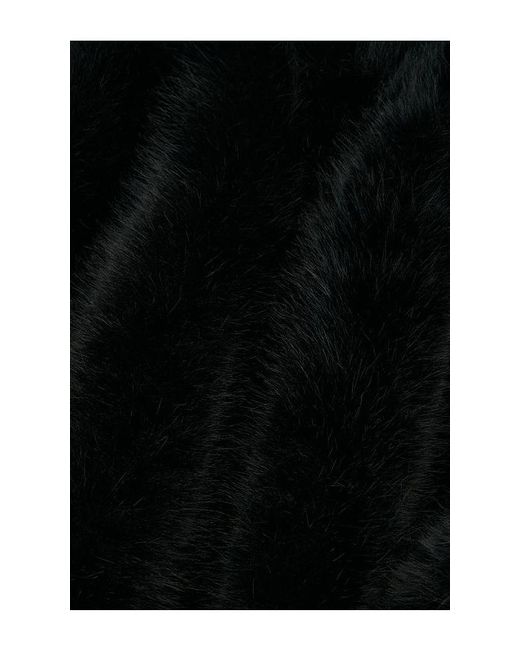 Halo Black Long Hair Faux Fur Bomber