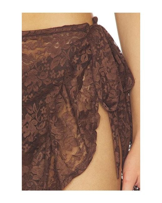 Runaway the Label Brown Briana Wrap Wavy Hem Maxi Skirt