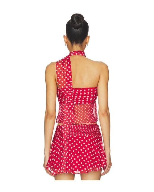 GUIZIO Red Chiffon Wrap Top