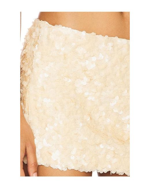 GUIZIO White Ari Gathered Sequin Skirt