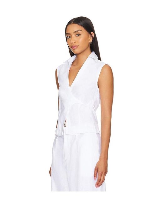 Faithfull The Brand White Antibes Sleeveless Wrap Shirt