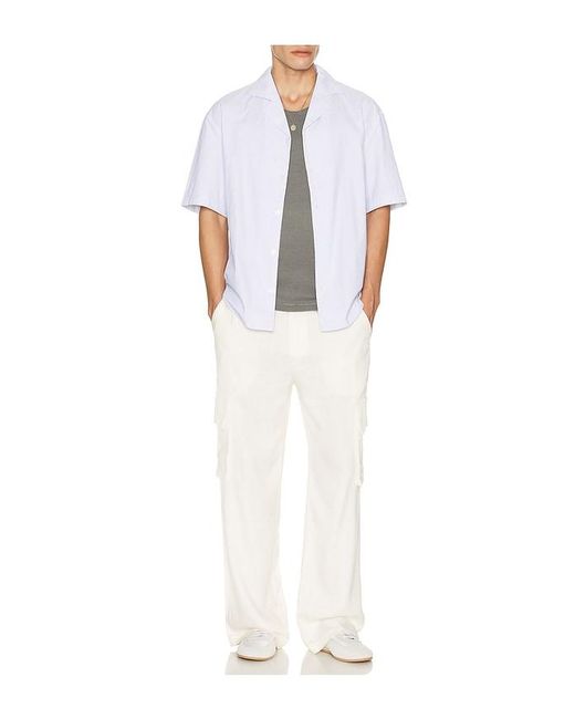 KROST White Cotton Stripe Bowling Shirt for men