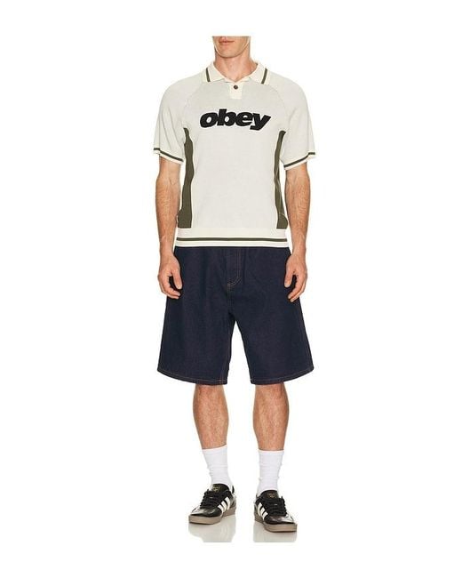 Obey Blue Sport Knitted Polo for men