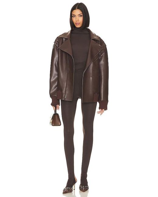 Norma Kamali Brown Oversized Moto Jacket