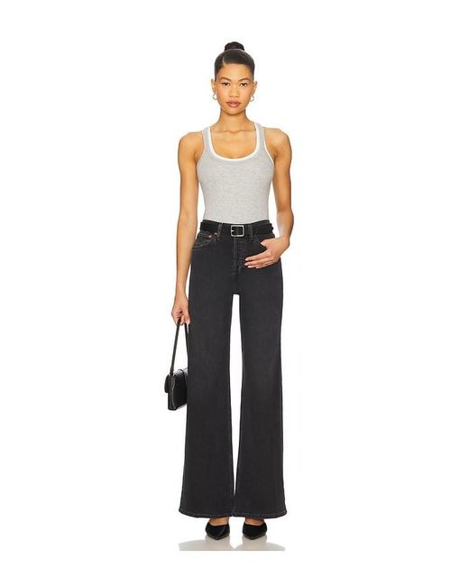 Re/done Black Originals High Rise Wide Leg Jeans