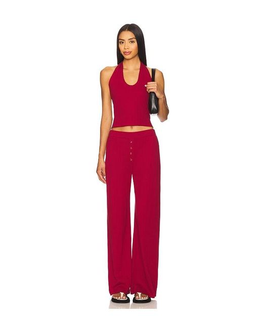 VIR VITA Red Pointelle Halter Top