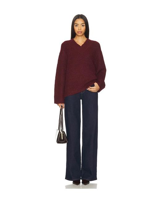 Pistola Red Talia Chunky V-Neck Long Sleeve Sweater