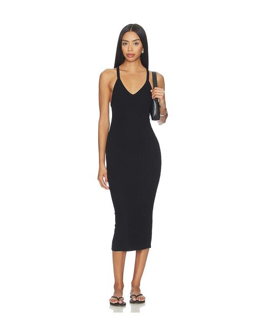 ÉTERNE Black V-Neck Racerback Midi Dress