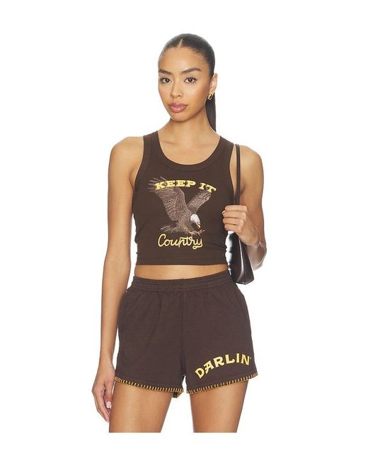 Darling Brown Keep It Country Crop Tank