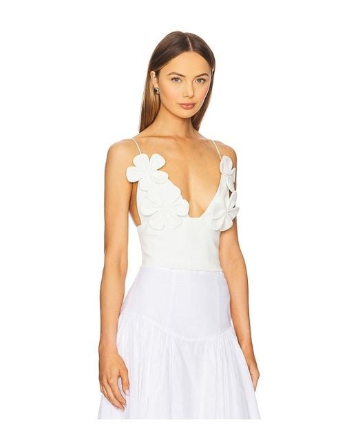Bardot White Ingrid Fitted Flower Top