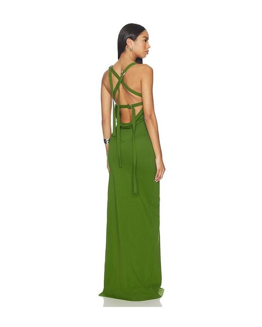 The Attico Green Long Belted Dress
