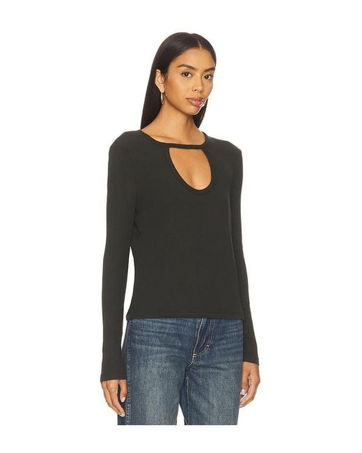 Bobi Black Front Keyhole Tee