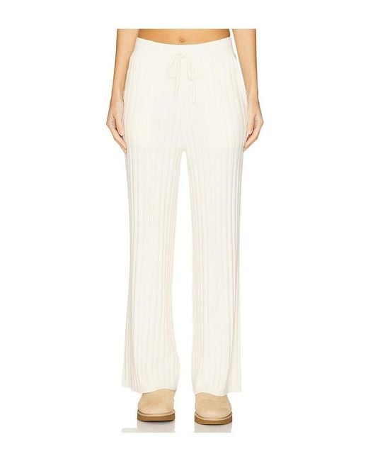 Varley White Simeon Wide Rib Knit Trouser