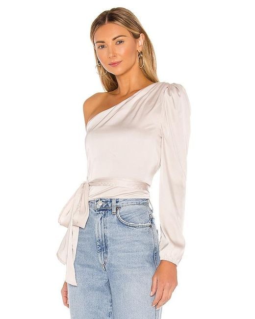 MORE TO COME White Scottie One Shoulder Top