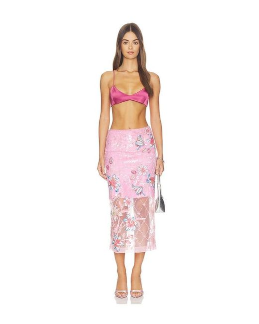 La Fuori Pink Embroidered Skirt