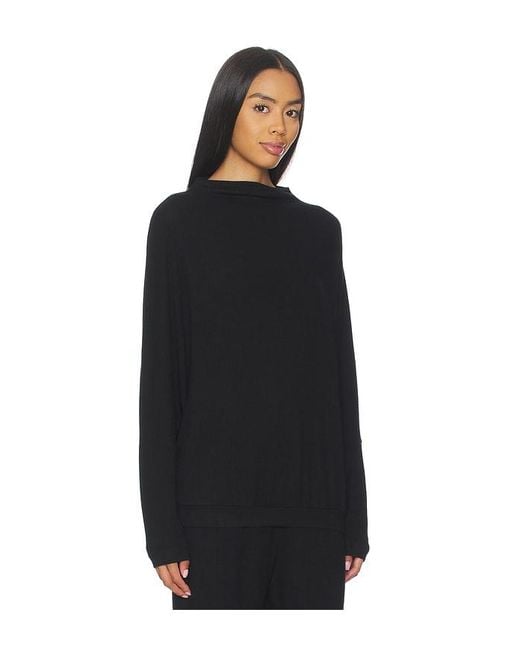 Eberjey Black Cozy Time Mockneck Pullover