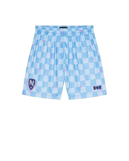 NAHMIAS Blue Scribble Check Soccer Short for men
