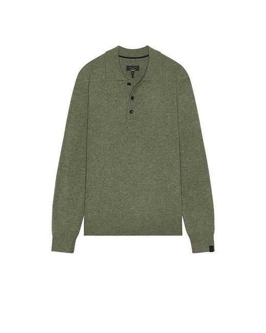 Rag & Bone Green Declan Rugby Polo for men