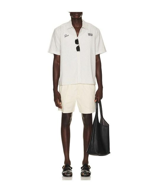 Percival Natural Blake Double Pleated Shorts for men