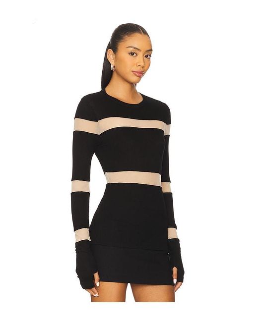 Michael Lauren Black Vex Long Sleeve Fitted Top