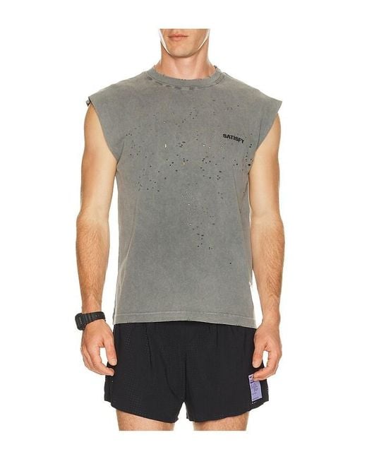 Satisfy Gray Mothtech Muscle Tee for men