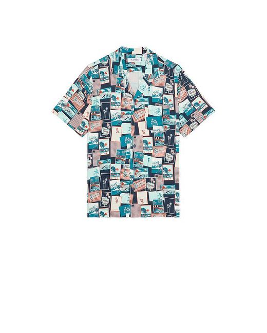Original Penguin Blue All Over Print Postcard Camp Shirt for men