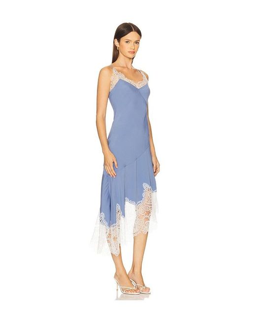 Prabal Gurung Blue Bias Flare Hem Midi Dress