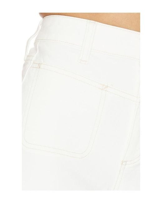 PAIGE White Dani Short Front Yoke Stitch Through Pockets Short