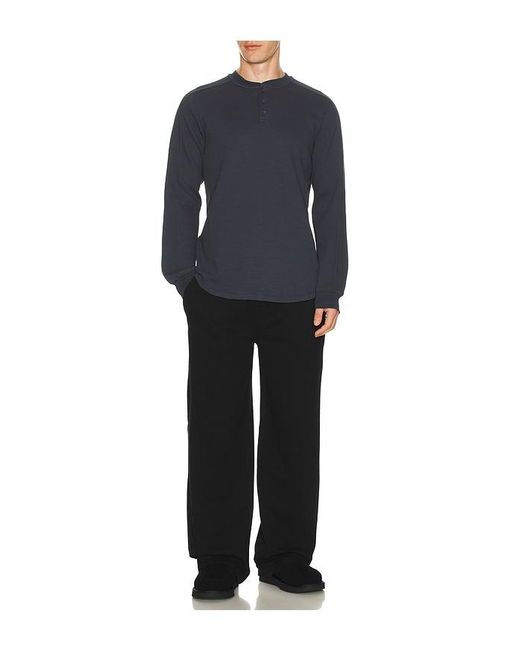 Barefoot Dreams Blue Waffle Thermal Henley for men