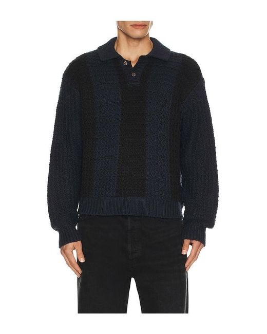 Obey Blue Textured Rugby Polo for men