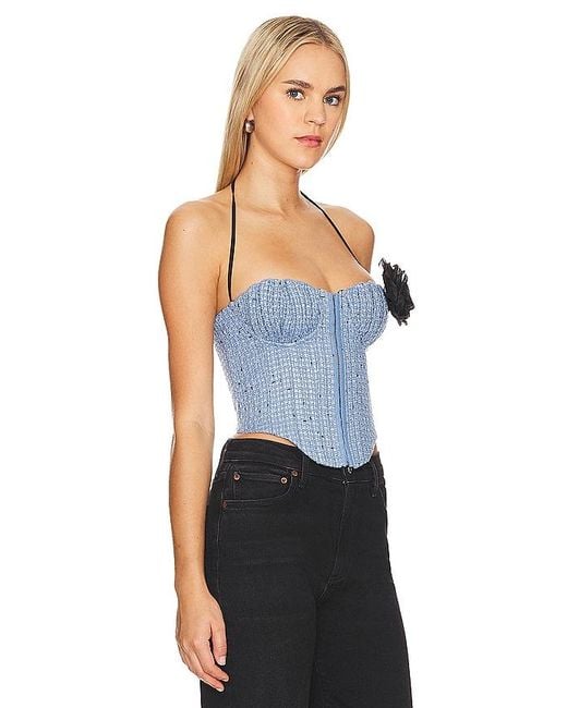 Lovers + Friends Blue Domino Bustier Top